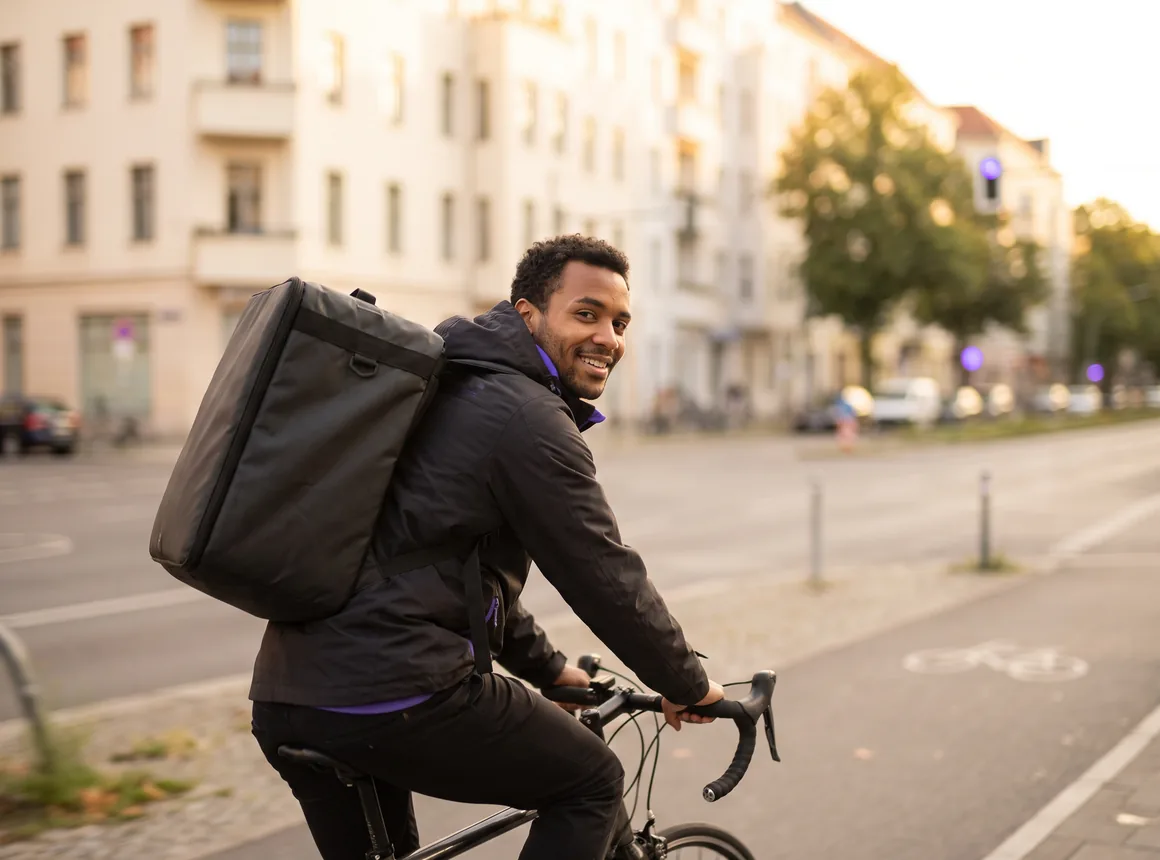 Photo : livreur à vélo